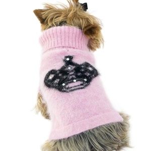 New The Dog Squad  pink Angora Blend Luxury dog  Sweater